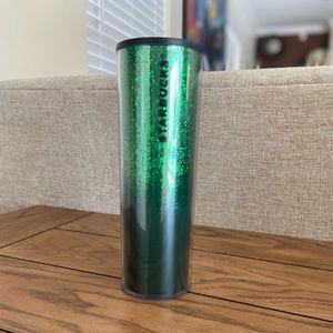 Starbucks Holiday Hot Or Cold Cup 16 Oz Tumbler  Green Glitter Ombré No Lid